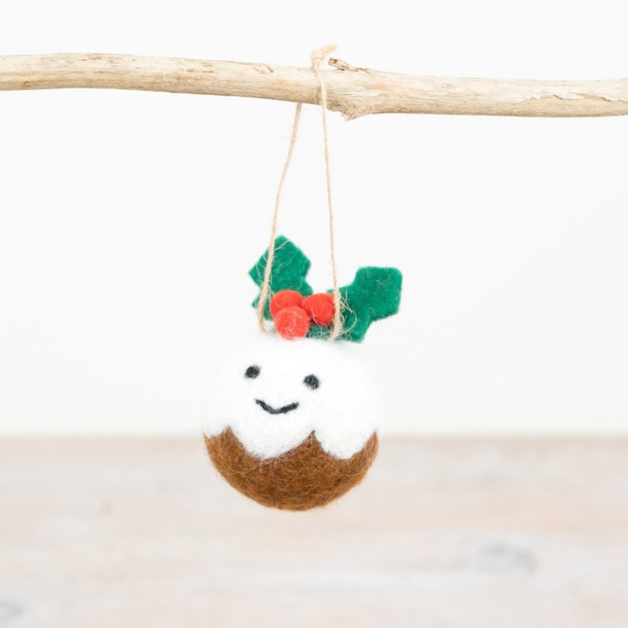 Hanging Christmas Pudding Ornament, 6.5cm