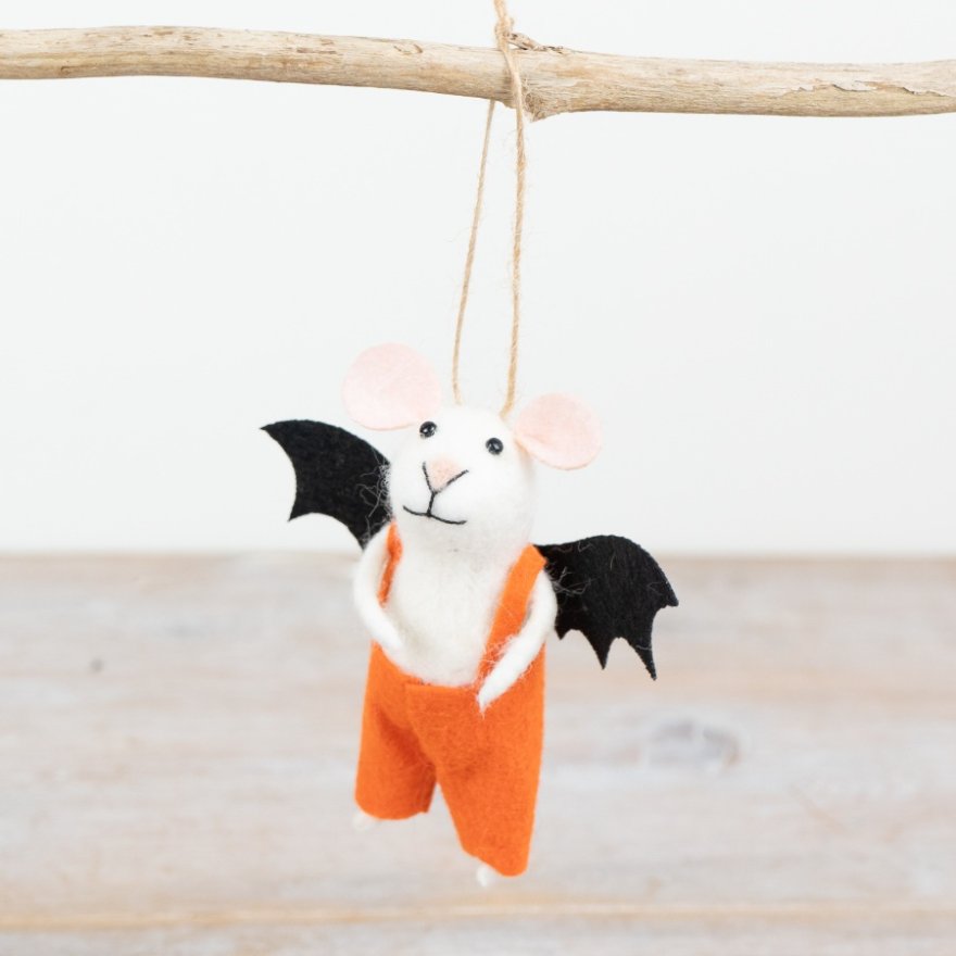 Hanging Felt Bat Mouse Deco, 11cm 