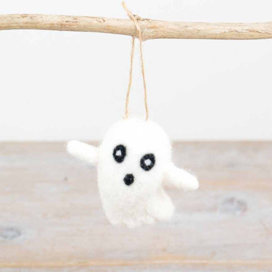 Felt Ghost Hanging Decoration, 8.5cm