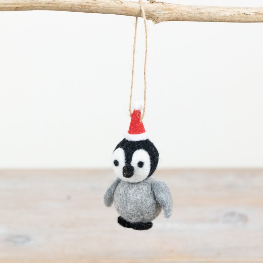 Handmade Felt Penguin Hanger, 7cm