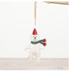 Metal Polar Bear Tree Decoration, 13.5cm