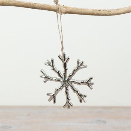 Hanging Snow Flake Deco, 10cm 