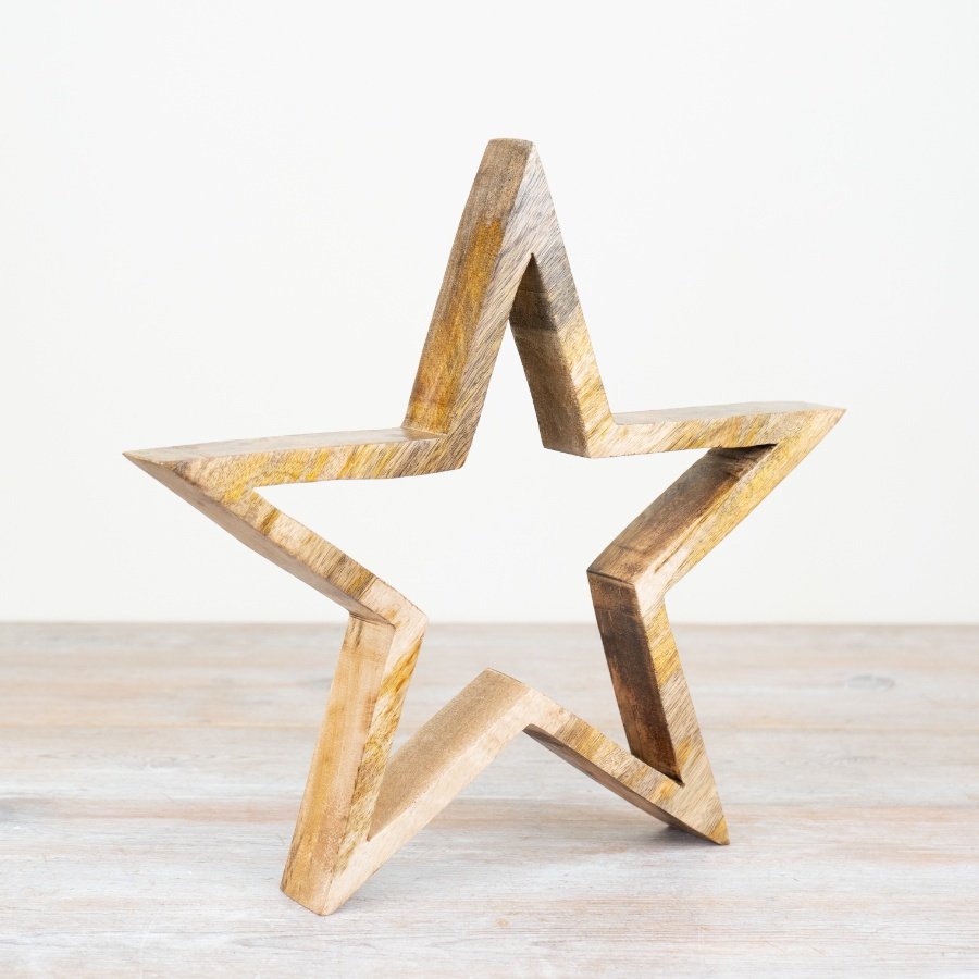 Add a touch of rustic charm and warmth to your home with our stunning Wooden Star ornament.