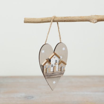 Hanging House Heart Decoration, 10cm 