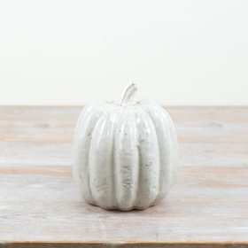 Decorate your space with a chic white pumpkin, perfect for adding a touch of elegance to your autumn decor.