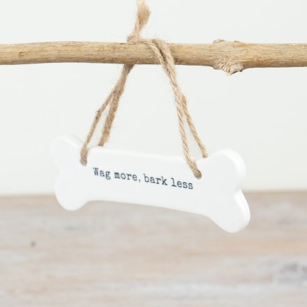 "Wag more bark less" Bone Sign, 11.4cm 