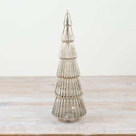 A stunning glass tree decoration with layers and texture. Made using an antique style glass and warm glow lights. 