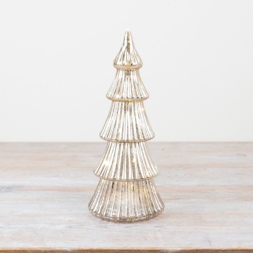 Glass Christmas Tree W/ LED, 28cm