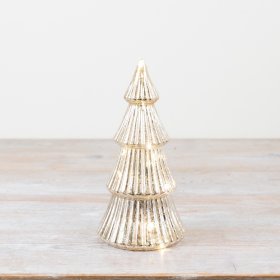 A beautifully crafted layered Christmas tree with warm glow LED lights inside. 