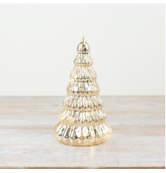 Glass Gold Light Up Tree, 23cm 