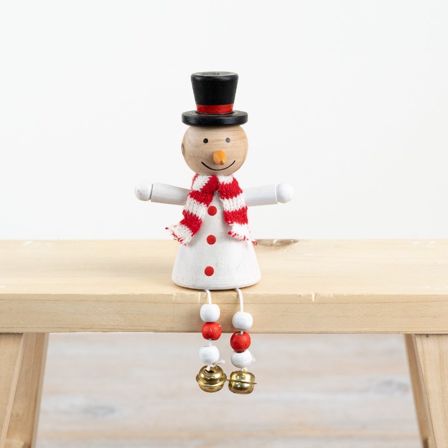 Dangle Legged Snowman Deco, 10.5cm