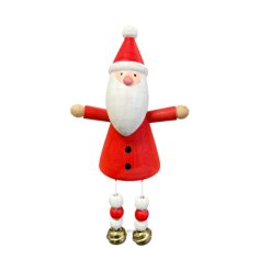 Wood Santa Decoration, 10cm 