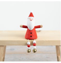 Wood Santa Decoration, 10cm 