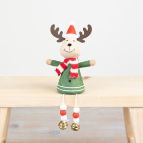 11.2cm Green Reindeer Dangly Deco