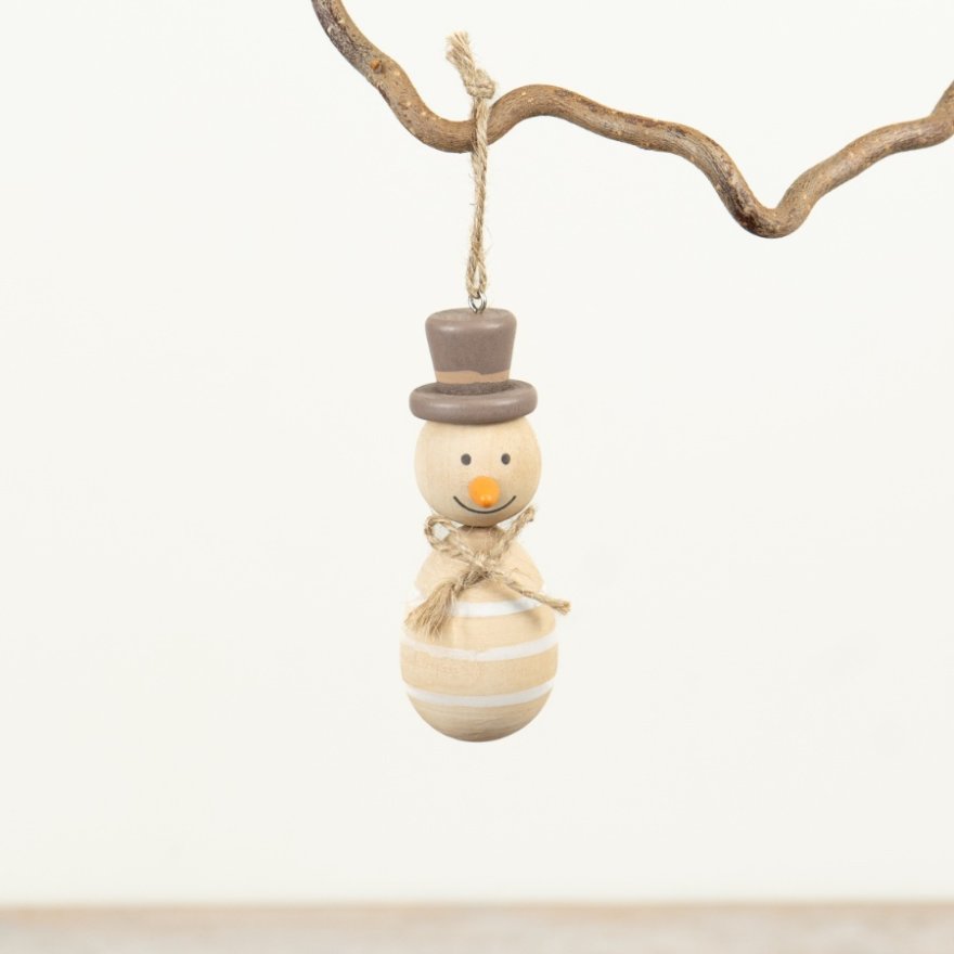 Top Hat Snowman on Jute, 10.5cm