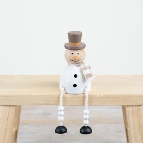 Add some festive cheer to your Christmas collection with this charming wooden snowman figurine.