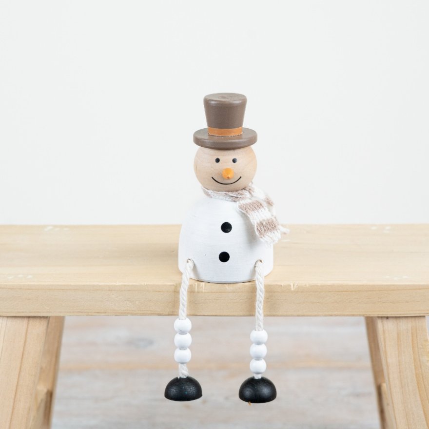 Wooden Snowman Sitter - 10.5cm 