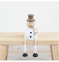 Introducing a charming wooden snowman ornament