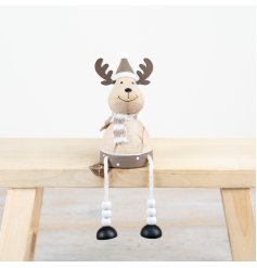 This delightful wooden reindeer sitter is the perfect addition to any festive decor. 