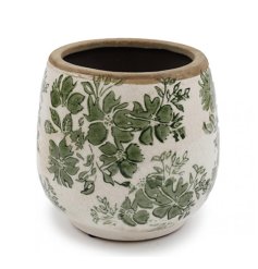 Green Floral Planter, 16cm 