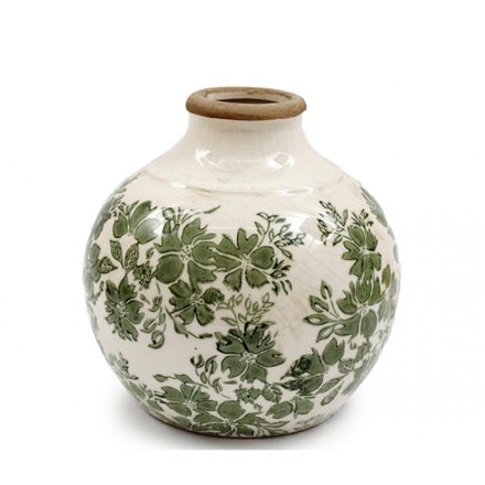 21cm Green Floral Vase