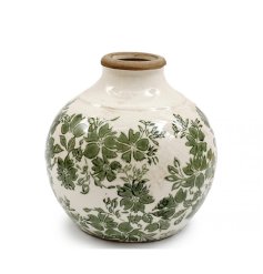 21cm Green Floral Vase