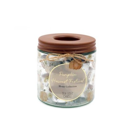 Pack of 15 Tealights In Jar- Pumpkin