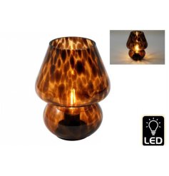 LED Glass Mushroom Lamp, 18cm 