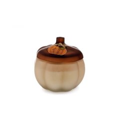 charming pumpkin glass candle pot 