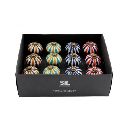 4/A Stripy Door Knobs, 6.5cm 
