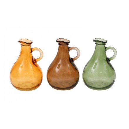 3/A Autumn Glass Vase W/handle, 13.5cm 