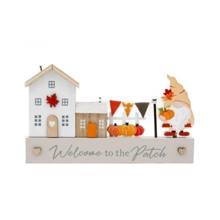 Wooden Gonk Pumpkin House Deco, 20cm 