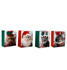 Festive Cat Gift Bag 23cm
