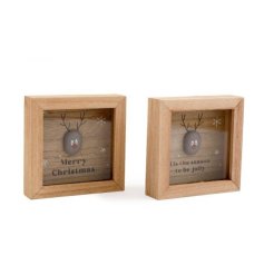 2/a Pebble Reindeer Plaque, 12cm 
