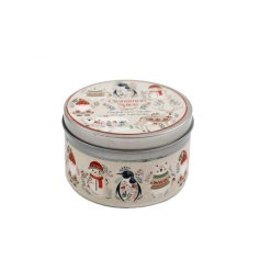 8cm Folk Xmas Tin Candle
