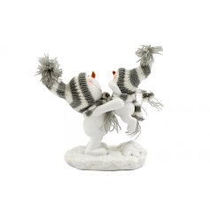 Hugging Snowmen Ornament, 14.5cm 