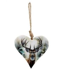 14cm Deer Hanging Heart Deco