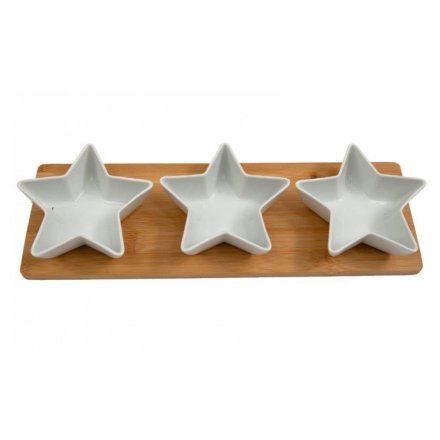 4PC Serving Board with Star Tapas Bowls, 38cm 