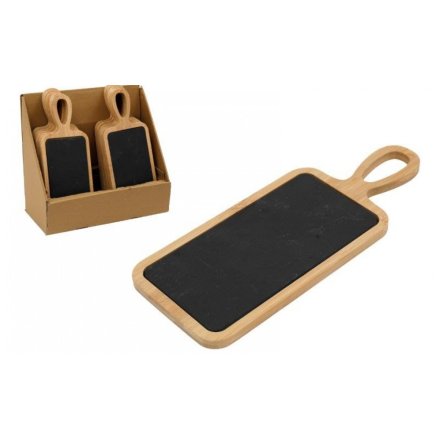 Bamboo W/slate Board, 30.5cm 