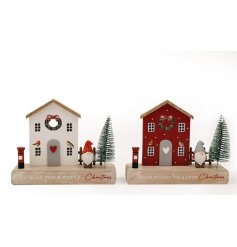 2/a Wooden House W/Gonk Decoration