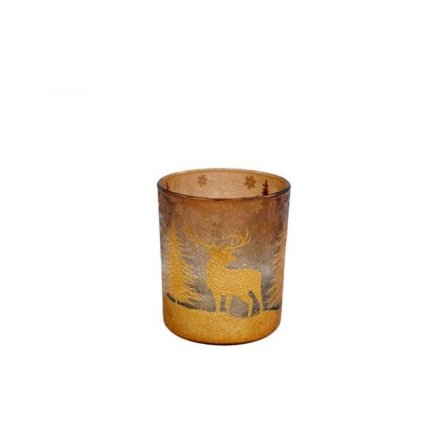  Deer Glass Candle Holder, 10cm 