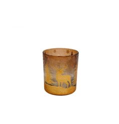 Illuminate your home with the beauty of nature with the 10cm Deer Glass Candle Holder