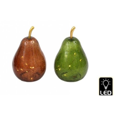 2/A LED Glass Pear Deco, 14cm 