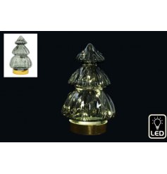 A stunning green glass tree decoration with LED lights. 