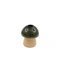 gReen glazed mushroom candle holder 