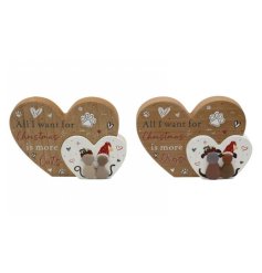 2/A Pebble Cat/dog Double Heart Deco, 22cm 