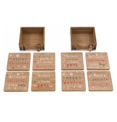 2/A Set of 4 Santa Paws Coasters, 11.5cm 