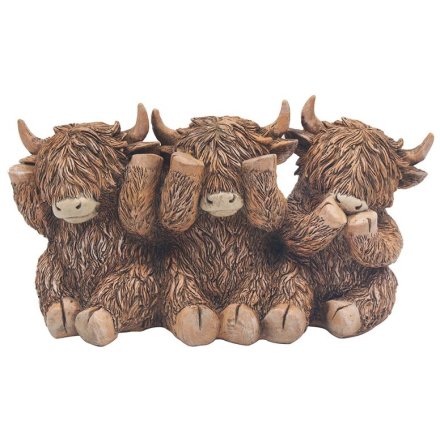 Highland Cow Trio Ornament, 16cm 