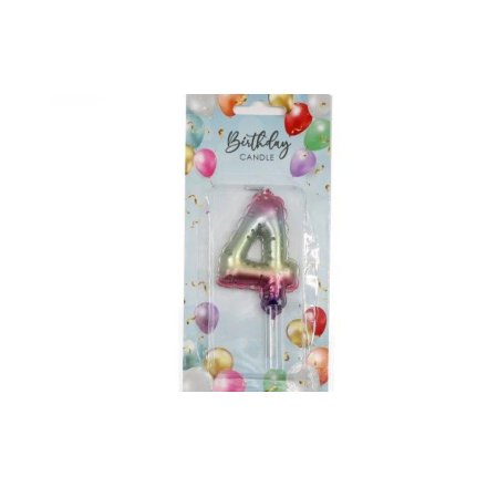 4-Pack 6cm Rainbow Balloon Candle