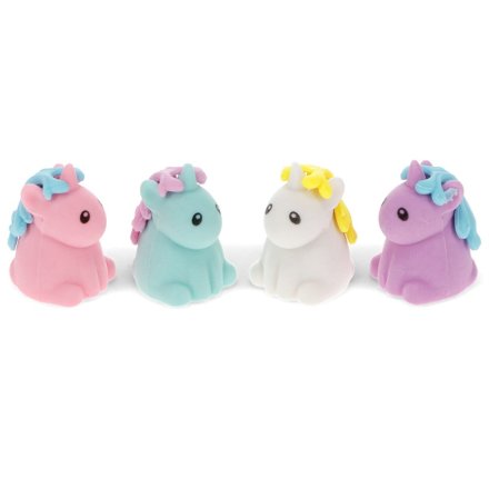 small colourful unicorn erasers